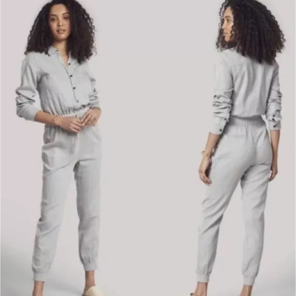 FAHERTY Arlie Day Jumpsuit Tencel Linen Blend Color Stone SMALL